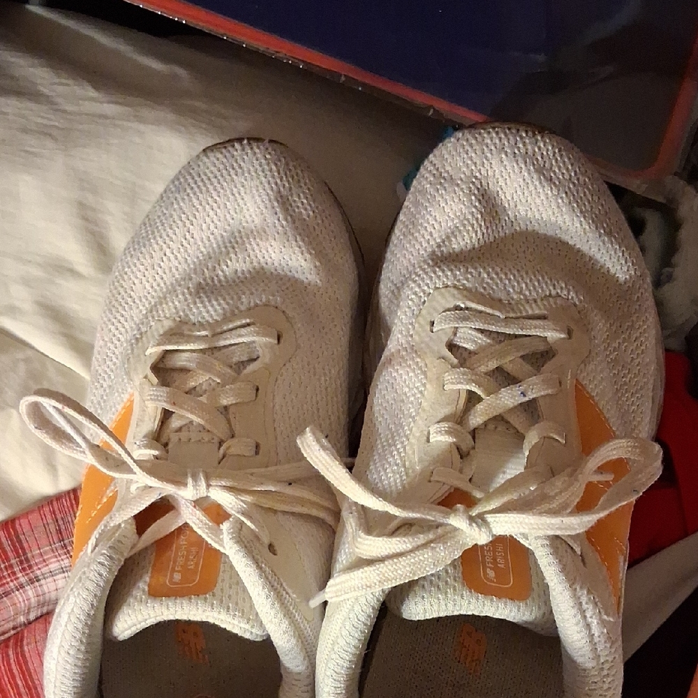 New Balance Kids White Sneakers with Orange Accents